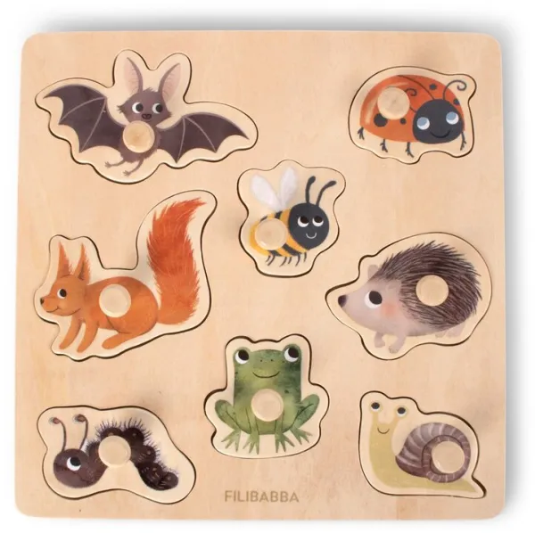 Silhouette-puslespil i træ - Skovens dyr